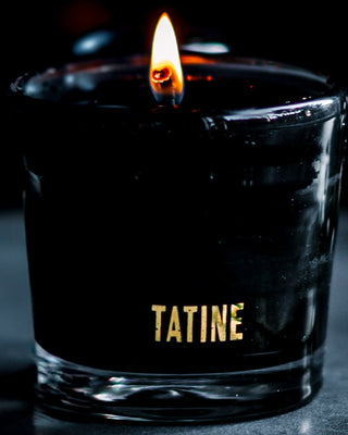 tatine candle in black glass holder